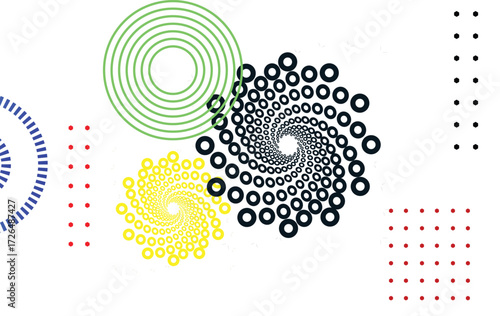 Abstract white background with colorful circles , shapes and dots. Vector illustration for your design. Eps10