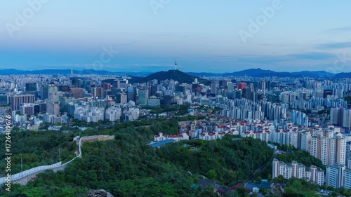 Wallpaper Mural south korea, seoul city and  seoul sky, night view, lotte tower, night view city, seoul city, night lights, outdoor, sunrise, namhansanseong fortress, namhansanseong, seoul south korea, korean, metrop Torontodigital.ca
