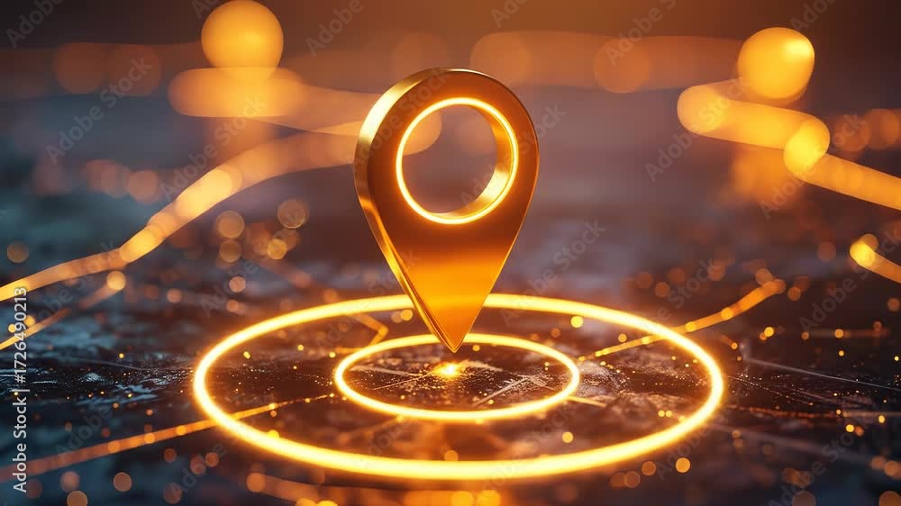 custom made wallpaper toronto digitalGold Location Pin on Illuminated Circuit Board Backdrop with Glowing Trails