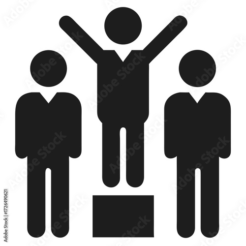Winner On Podium Icon With Two Other People Icons futuristic silhouette vector transparent icon