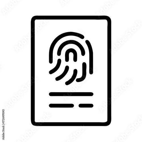 Fingerprint Icon On A Rectangular Card thumbprint scan futuristic silhouette vector transparent icon