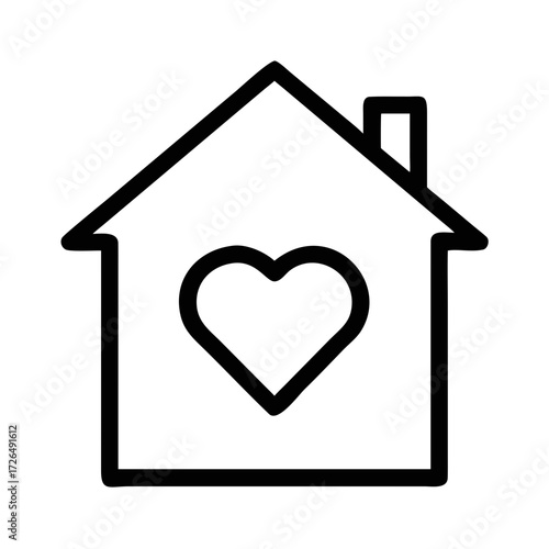 Outline of a house with a heart symbol inside home futuristic silhouette vector transparent icon