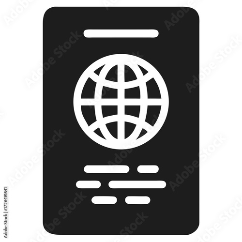 Passport Icon With Globe Symbol And Text Lines travel futuristic silhouette vector transparent icon