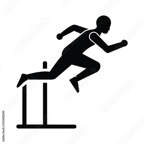 Runner Hurdling Obstacle Icon Isolated on White Background