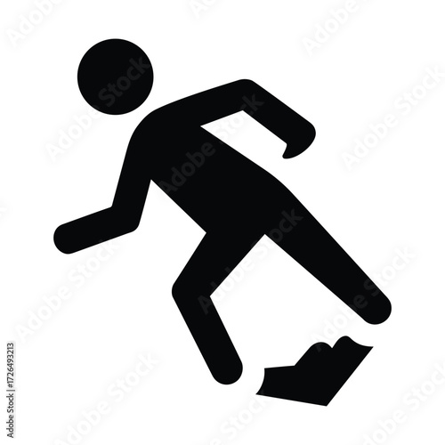 Person Slipping on Ice Vector Icon Isolated on White Background