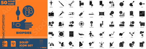 Biopsies Solid Icon Set.