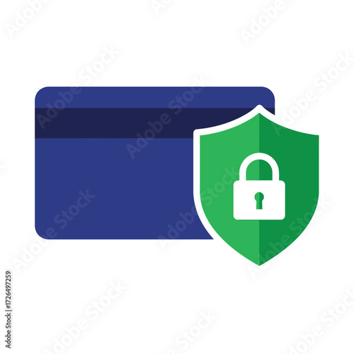 Secure Payment Icon Credit Card Protection with Shield and Padlock for Safe Transactions