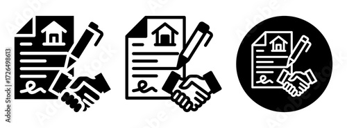 Rental Agreement Icon Collection Glyph & Mixed Style