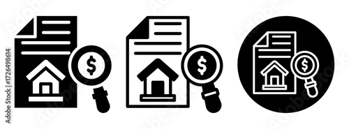 Property Valuation Icon Collection Glyph & Mixed Style