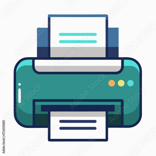Streamline your office with this modern printer illustration ideal for tech blogs, product guides, or enhancing visual appeal in presentations