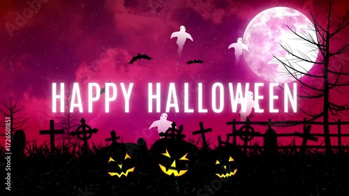 videos night happy halloween background with pumpkins design spooky