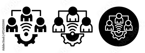 Remote Team Management Icon Collection Glyph & Mixed Style