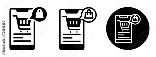 Mobile Shopping Icon Collection Glyph & Mixed Style