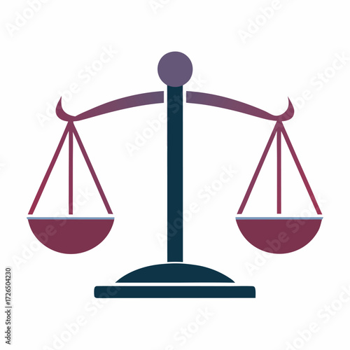 Stylized Scales of Justice Emblematic of Legal Balance and Fairness in a Minimalist Design Depicted on a White Background