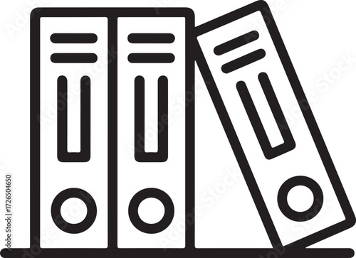 Vector art of three binders on a shelf