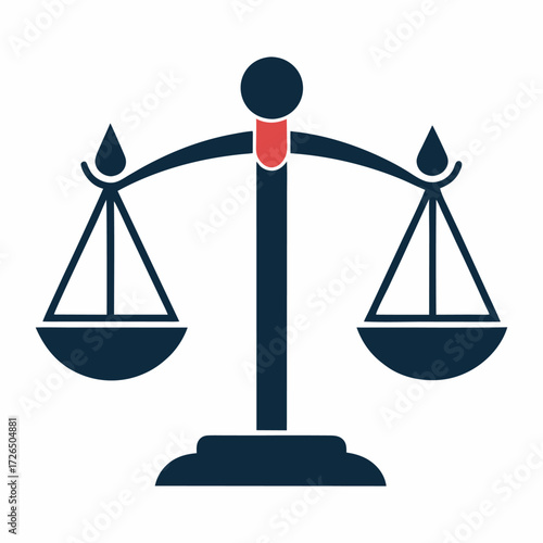 Stylized Scales of Justice Representing Fairness and Lawful Balance in Legal Proceedings and Judicial Decisions Depicted as Graphic Symbol
