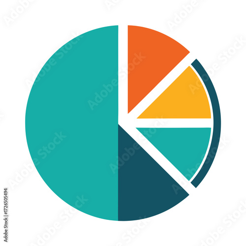 Free Download Dynamic pie chart for strategic data analysis and presentations, offering a visual breakdown of key metrics, segments, or proportions in teal, orange, and gold - GFXLoad