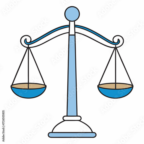 Stylized Scales of Justice Illustration Depicting Balance and Fairness in a Minimalist Design on a White Background