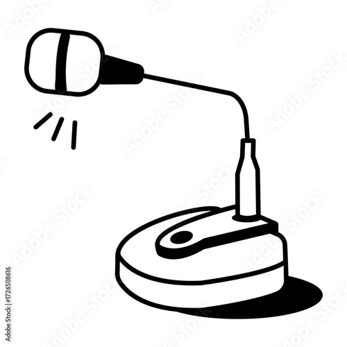A doodle style icon showing desk mic
