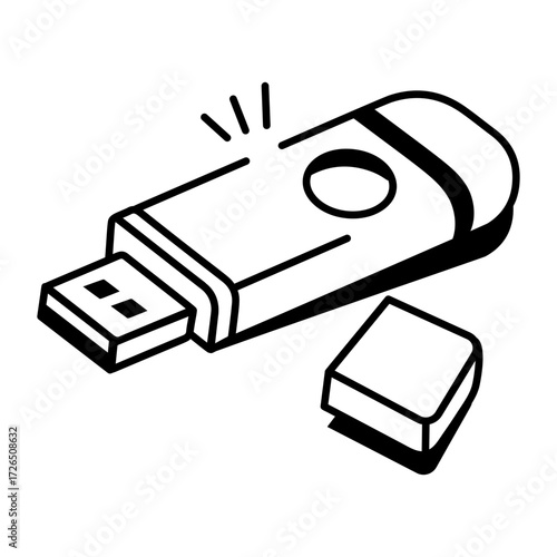 A drawing style icon showing usb 
