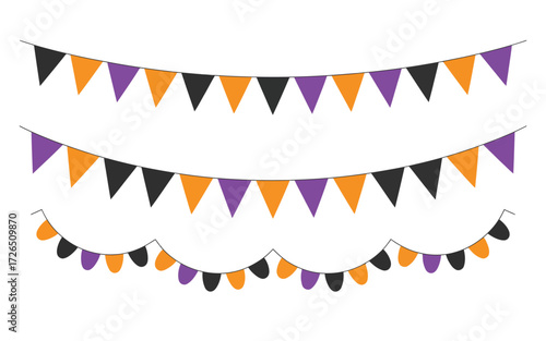 Halloween bunting flags in purple orange and black festive decoration