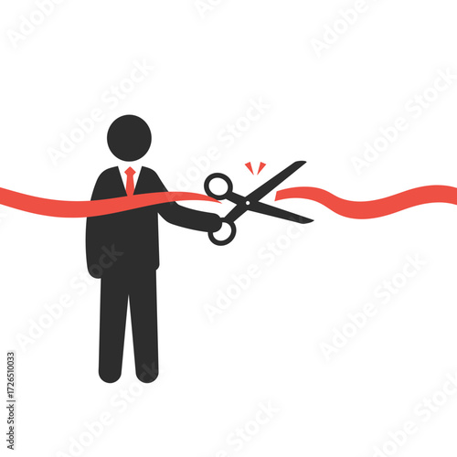Business ribbon cutting ceremony illustration.
