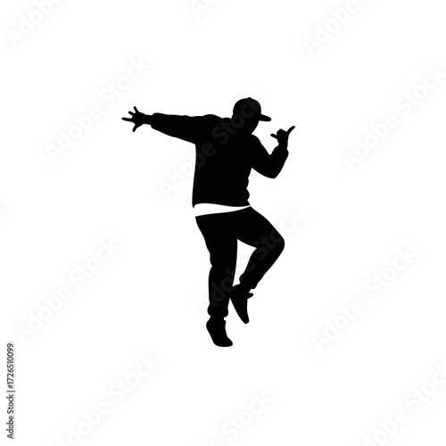 Dynamic Hip Hop Dancer Silhouette.