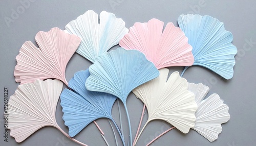 Wallpaper Mural Pastel Ginkgo Leaves on Gray Torontodigital.ca