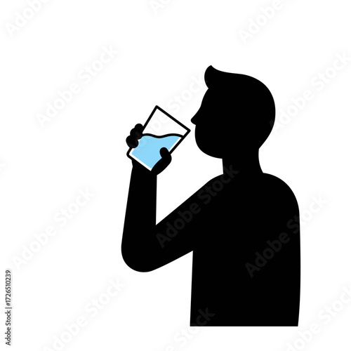 Person drinking water from a glass focused on human activity and hydration.