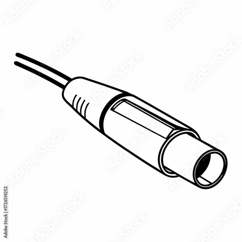 Audio cable connector with wire isolated on white background  
