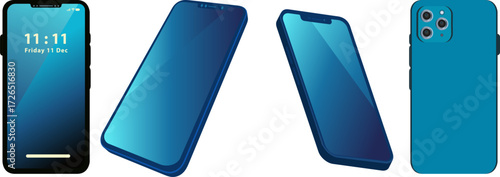 Realistic phone illustrations from the right-side perspective. Ideal for mobile app presentations, tech mockups, UI/UX projects, gadget illustrations, and digital product designs.