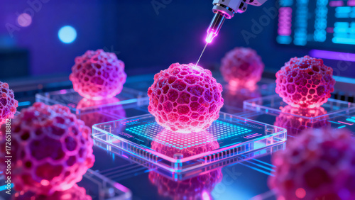 Ai cancer detection technology futuristic laboratory research innovation medical