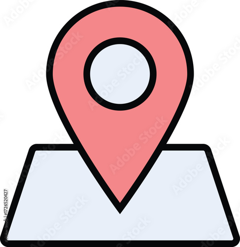 Minimal thin line map vector icon. Simple outline navigation and location symbol for GPS, travel, directions, and geographic concepts. Perfect for apps, websites, user interfaces, infographics
