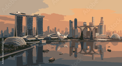 Singapore Skyline at Sunset A Modern Urban Landscape