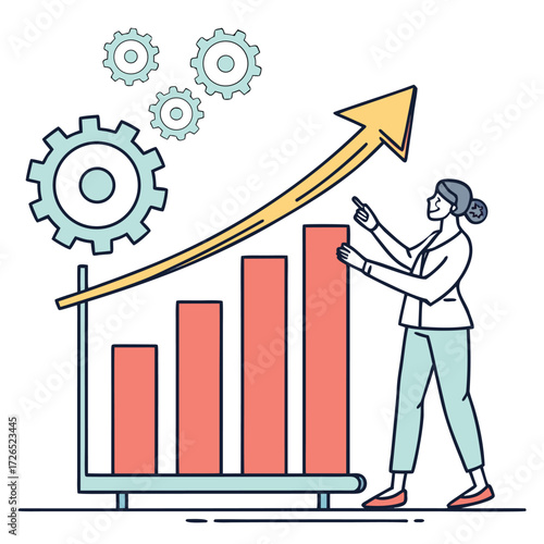 Businessman drawing graph showing growth and success