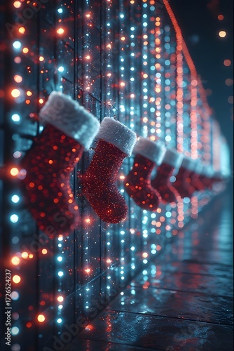 Christmas socks hanging on the wall