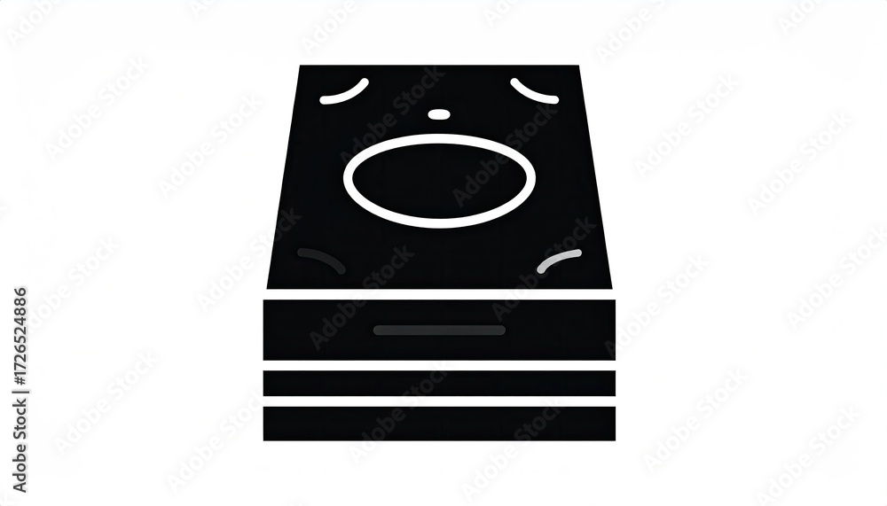 Fototapeta premium Stacked, dark, rectangular object with a circular element