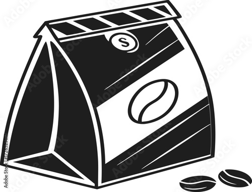 Coffee bag with beans, a simple and elegant coffee illustration