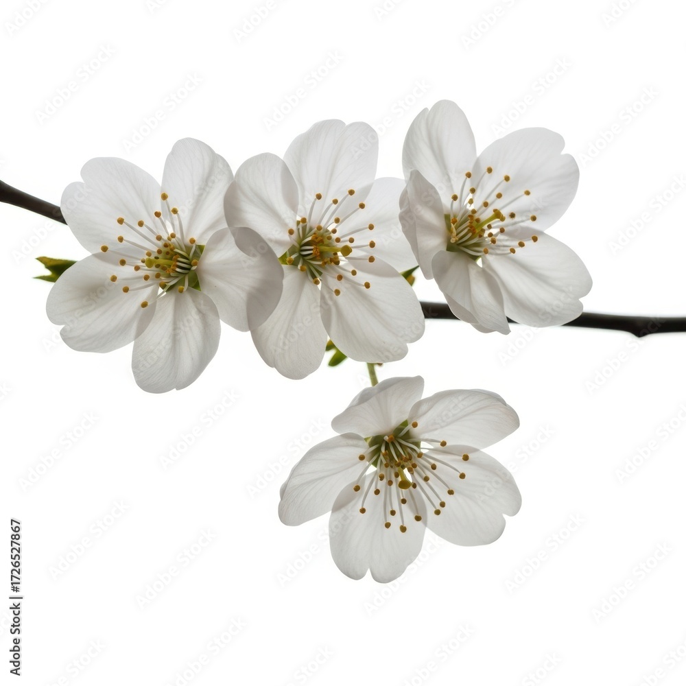 Fototapeta premium Delicate white spring blossoms on a dark branch delicate floral nature beauty