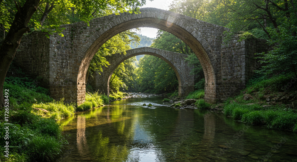 Fototapeta premium Ancient Stone Bridge Over River
