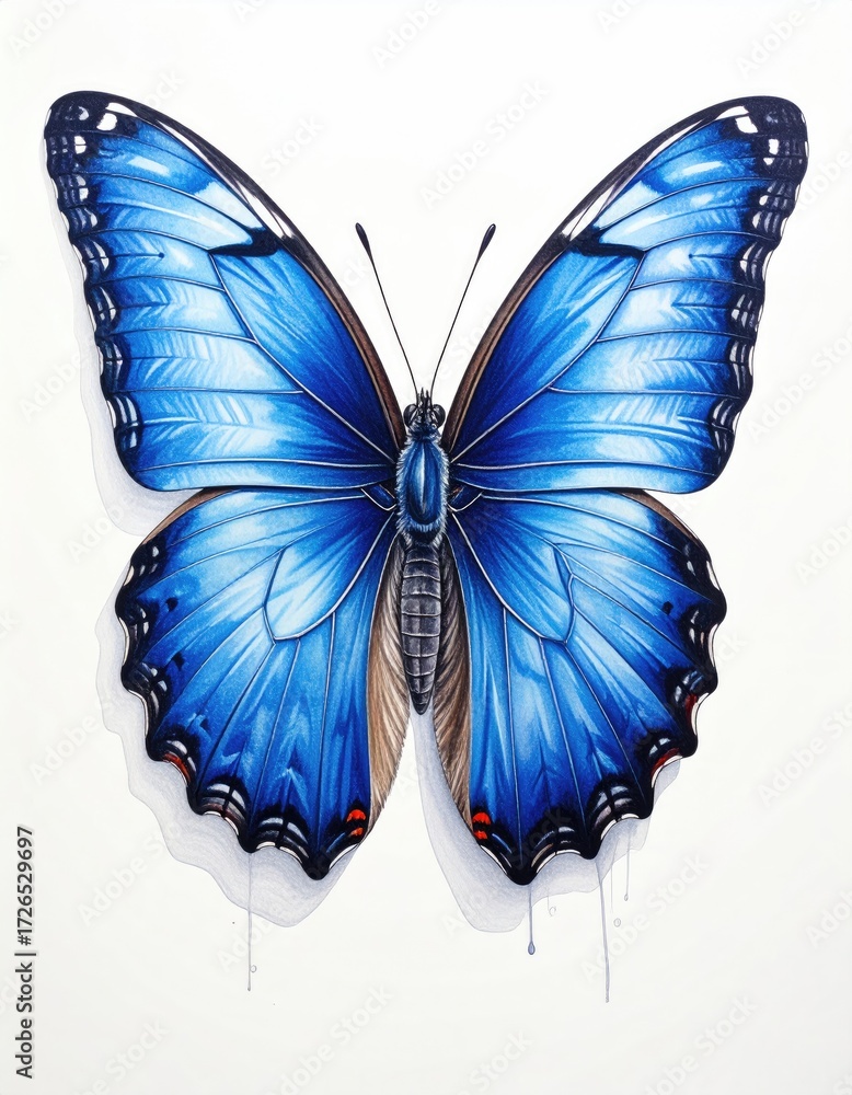 Fototapeta premium Detailed illustration of a vibrant blue butterfly