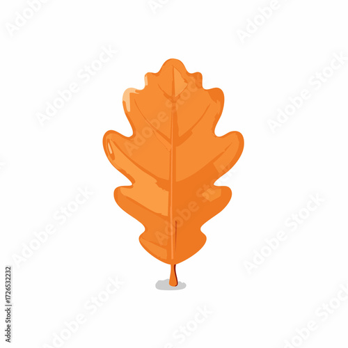 3D Orange oak leaf. Autumn dry foliage vector icon