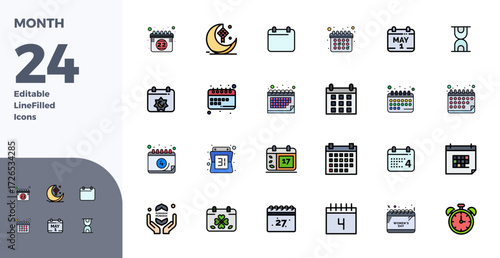 Tableau sur toile Unlock 24 Duotone PIXEL perfect vector icons inspired by Month, optimized in 128x128 format for flawless display across all devices