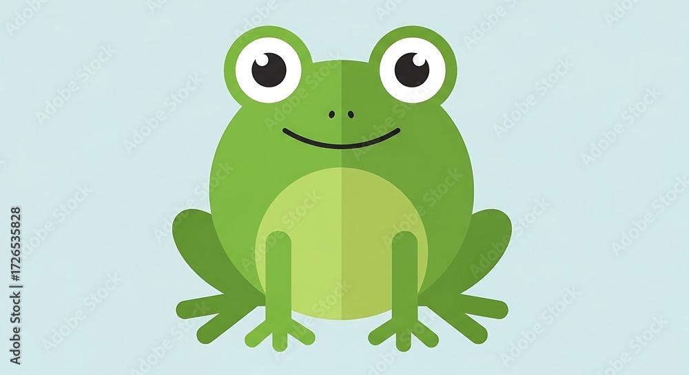 Obraz premium Cute Green Frog Cartoon.