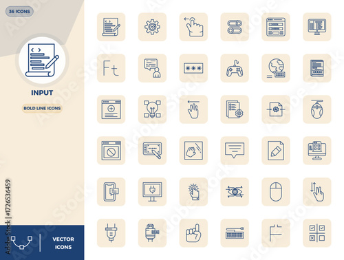 Unlock 36 Bold Line PIXEL perfect vector icons inspired by Input, optimized in 128x128 format for flawless display across all devices.