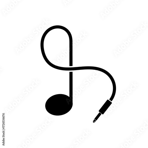 Audio jack music note icon isolated on white background