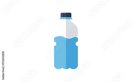 A simple illustration of a plastic water bottle, partially filled with clear liquid.