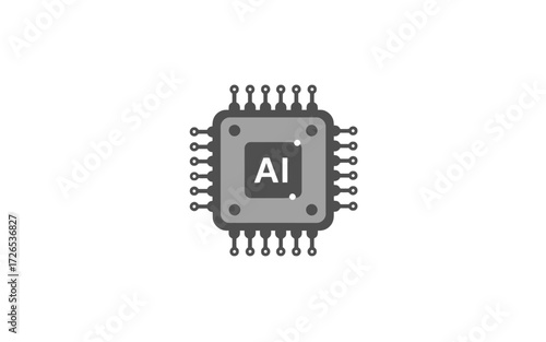 Gray illustration of a microchip with the letters AI in the center.