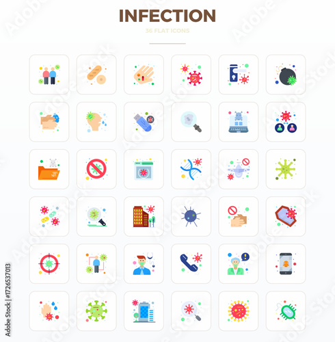 Unlock 36 Minimal Flat PIXEL perfect vector icons inspired by Infection, optimized in 128x128 format for flawless display across all devices.