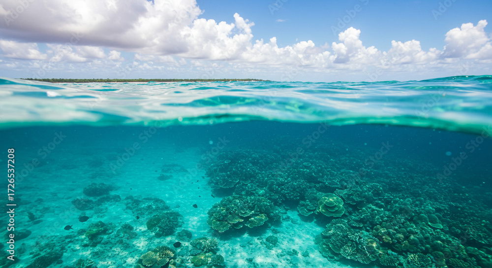 Fototapeta premium Crystal Clear Ocean with Coral Reef